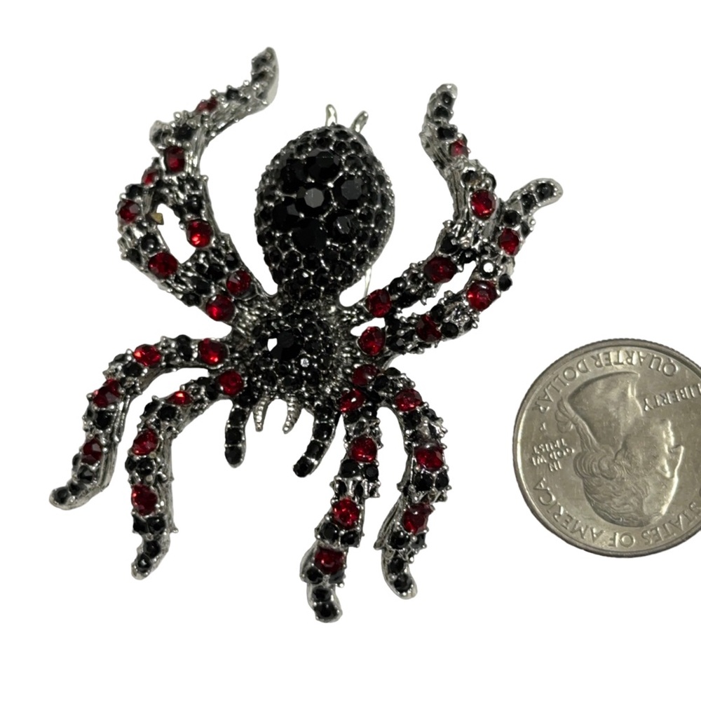 Large Rhinestone Spider Brooch Gift - Picture 3 of 4